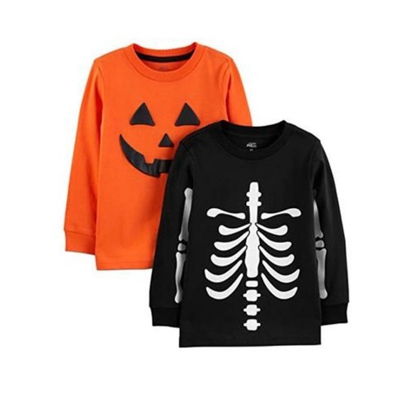 Carter's Other - Brand New Boys' Toddler 2-Pack Halloween T-Shirts, Pumpkin/Skeleton, Size 2T NWT